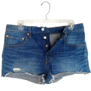Levi’s Womens 501 Size 30 Cut Off Denim Jean Shorts Button Fly Cotton Distressed